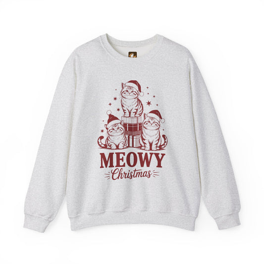 Meowy Christmas Sweatshirt — Festive Cat Holiday Crewneck
