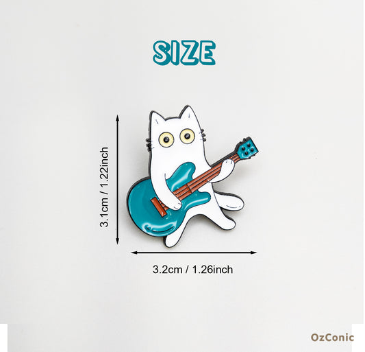 Cute Rockin' Guitar Kitty Brooch