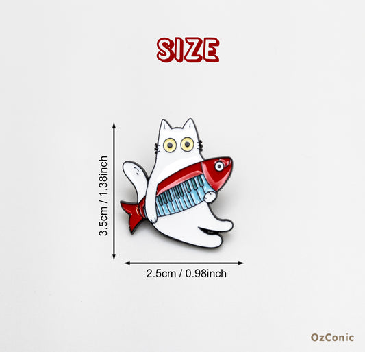 Cute Guitar Playing Musician Kitty Brooch