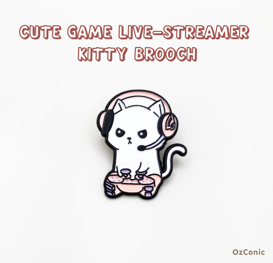 Cute Game Live-Streamer Kitty Brooch