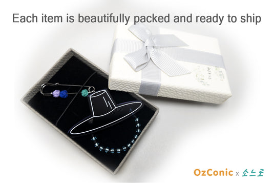 Necklace in a box with a wrapped gift