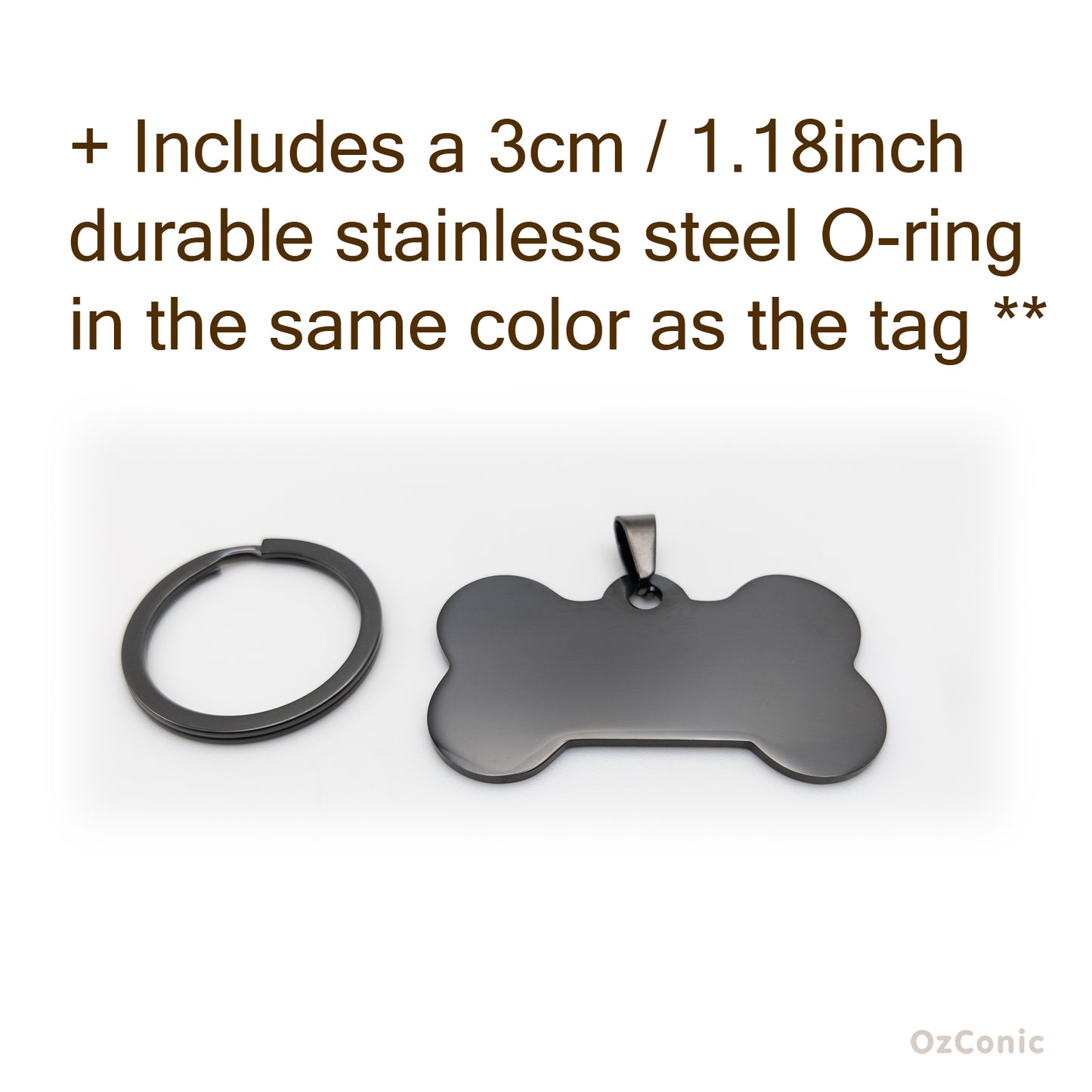 Personalized Bone Shape 5cm Pet ID Tag: Laser Engraved Stainless Steel Charm Large Size