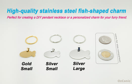 Personalized Cute Fish Shaped Charm Tag Pendant for You or Your Furry Friend