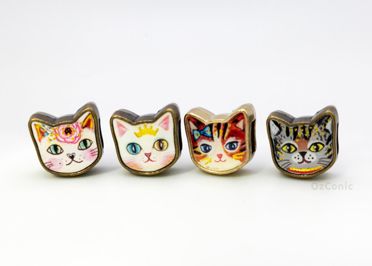 Cute Burnished Brass Cat Charm - Bracelet