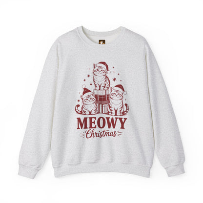 Meowy Christmas Sweatshirt — Festive Cat Holiday Crewneck