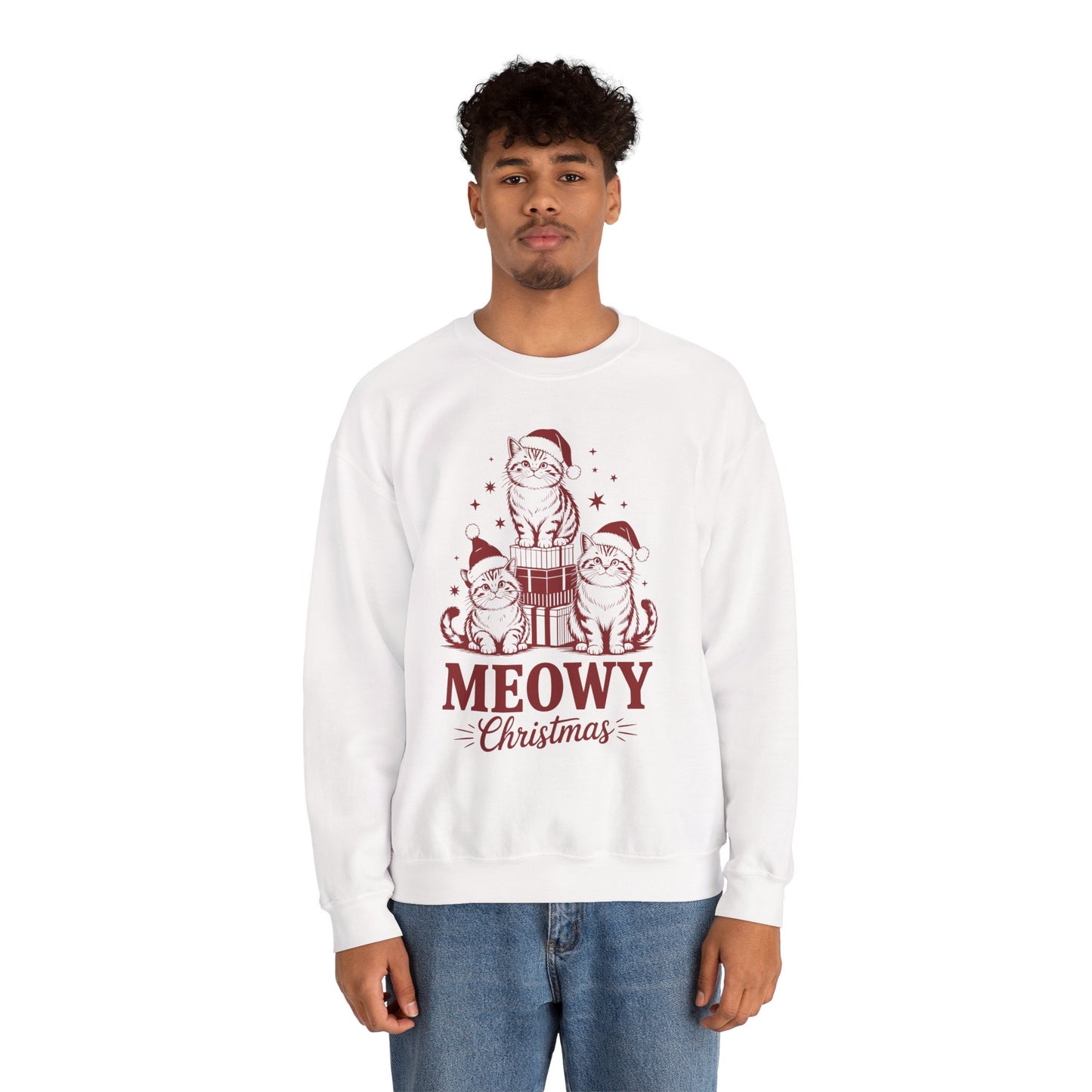 Meowy Christmas Sweatshirt — Festive Cat Holiday Crewneck