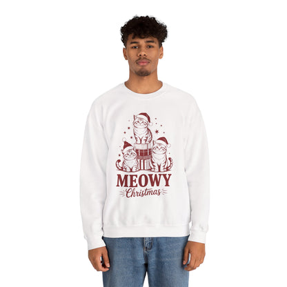 Meowy Christmas Sweatshirt — Festive Cat Holiday Crewneck