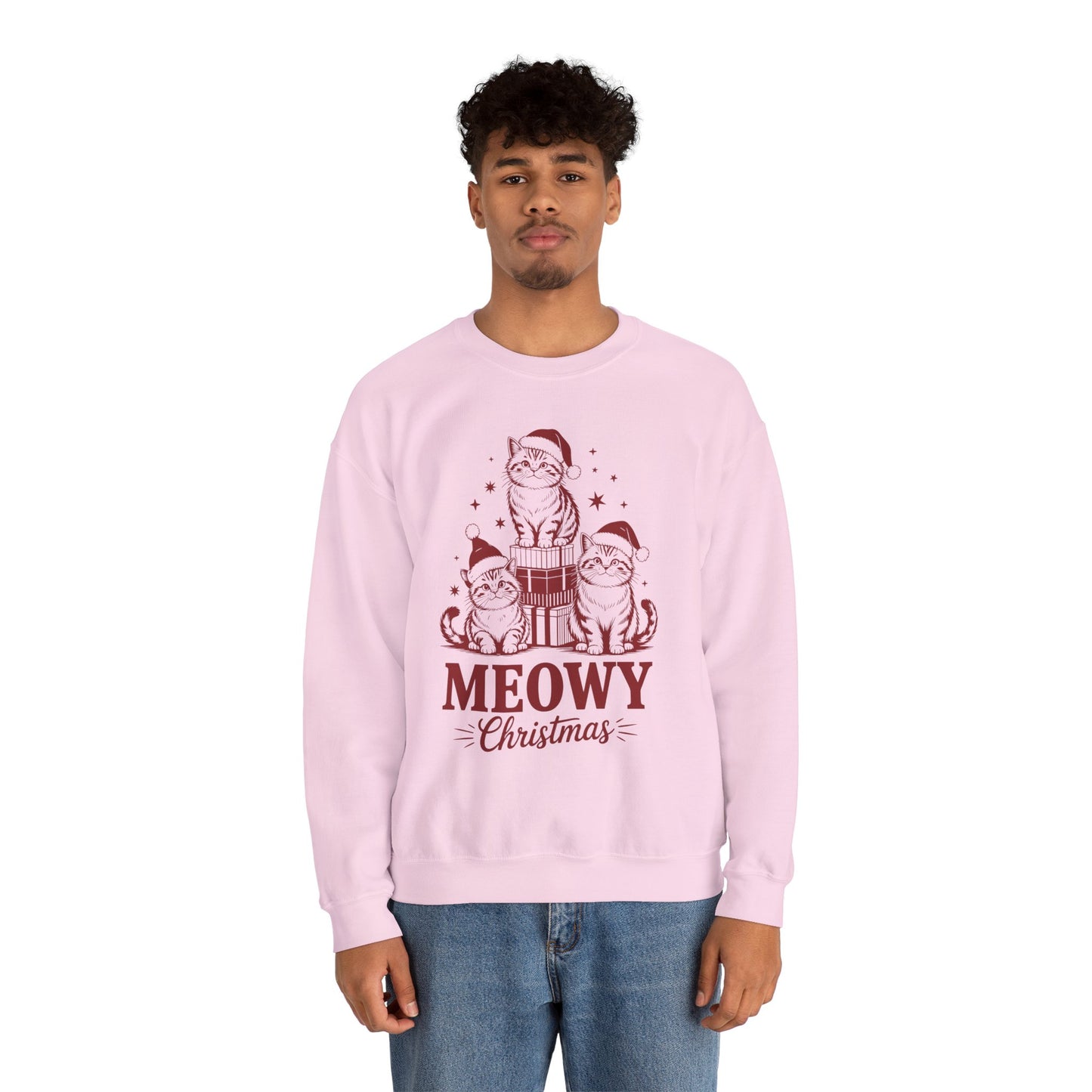 Meowy Christmas Sweatshirt — Festive Cat Holiday Crewneck
