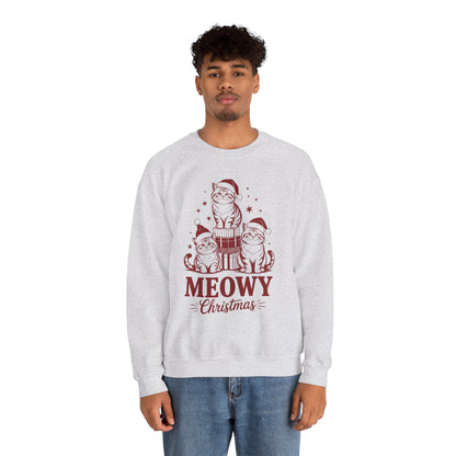 Meowy Christmas Sweatshirt — Festive Cat Holiday Crewneck