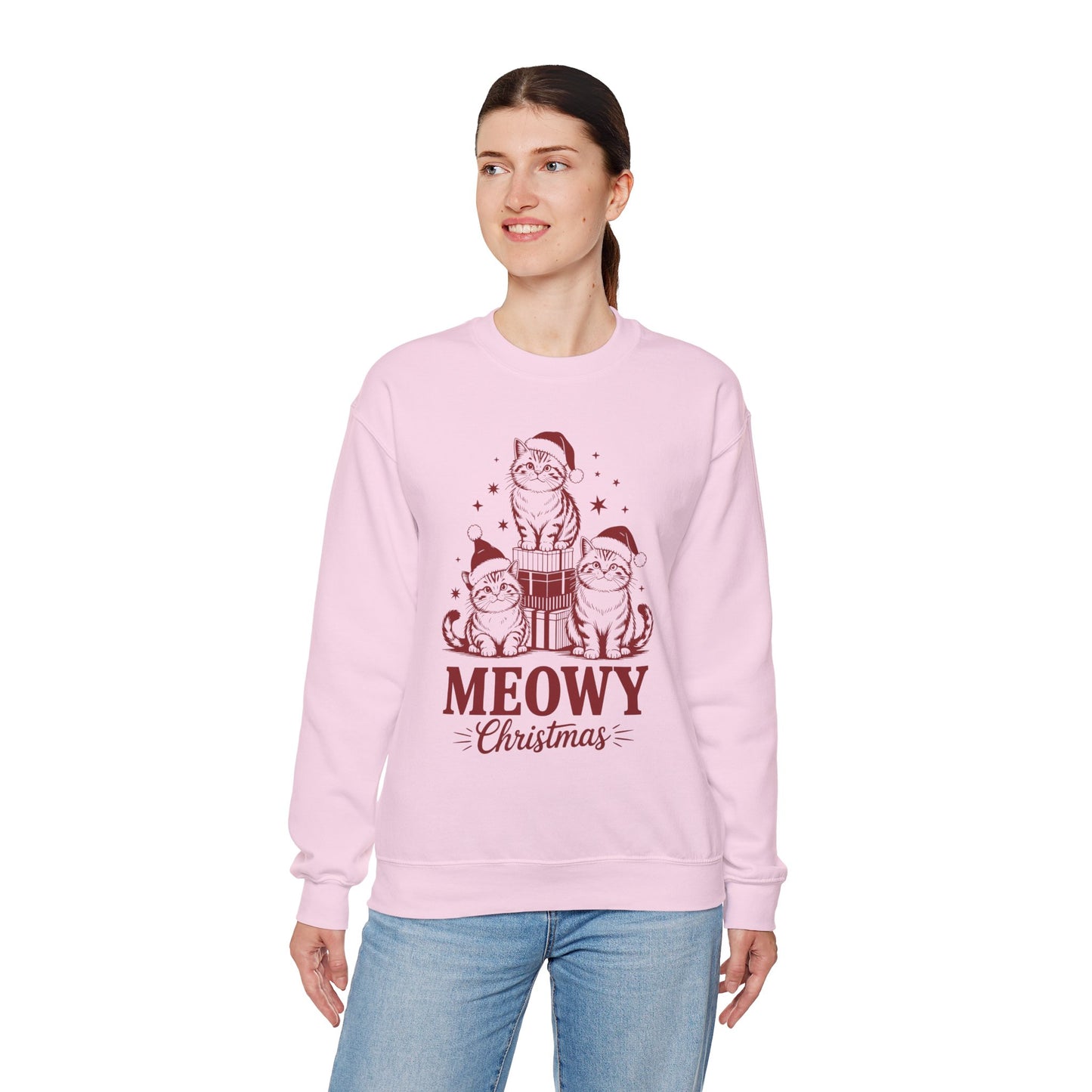 Meowy Christmas Sweatshirt — Festive Cat Holiday Crewneck