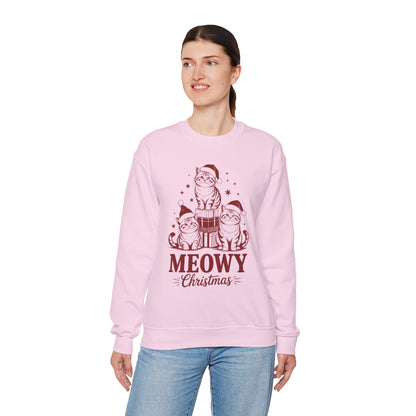 Meowy Christmas Sweatshirt — Festive Cat Holiday Crewneck