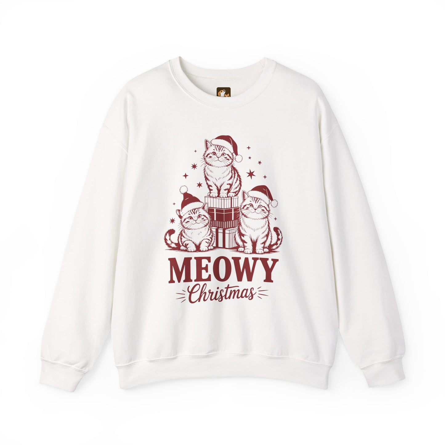 Meowy Christmas Sweatshirt — Festive Cat Holiday Crewneck