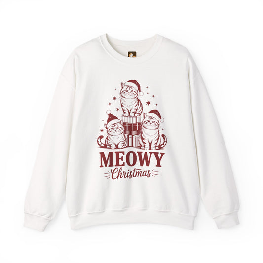 Meowy Christmas Sweatshirt — Festive Cat Holiday Crewneck