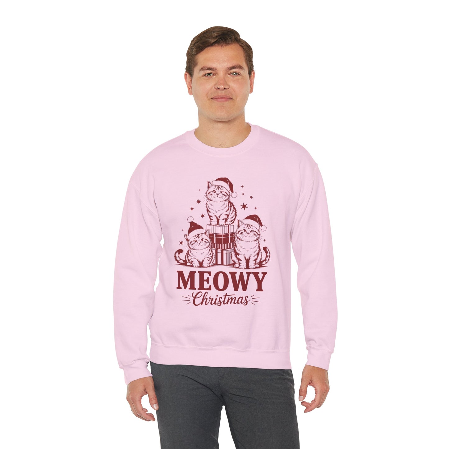 Meowy Christmas Sweatshirt — Festive Cat Holiday Crewneck