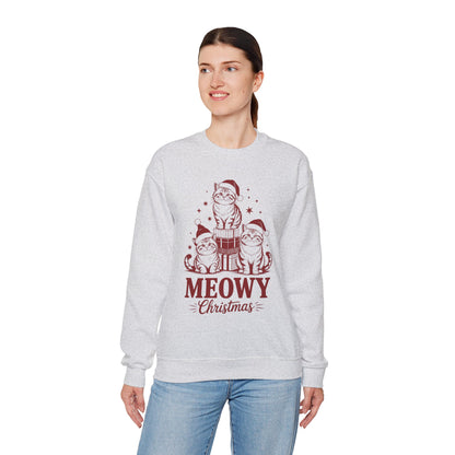 Meowy Christmas Sweatshirt — Festive Cat Holiday Crewneck