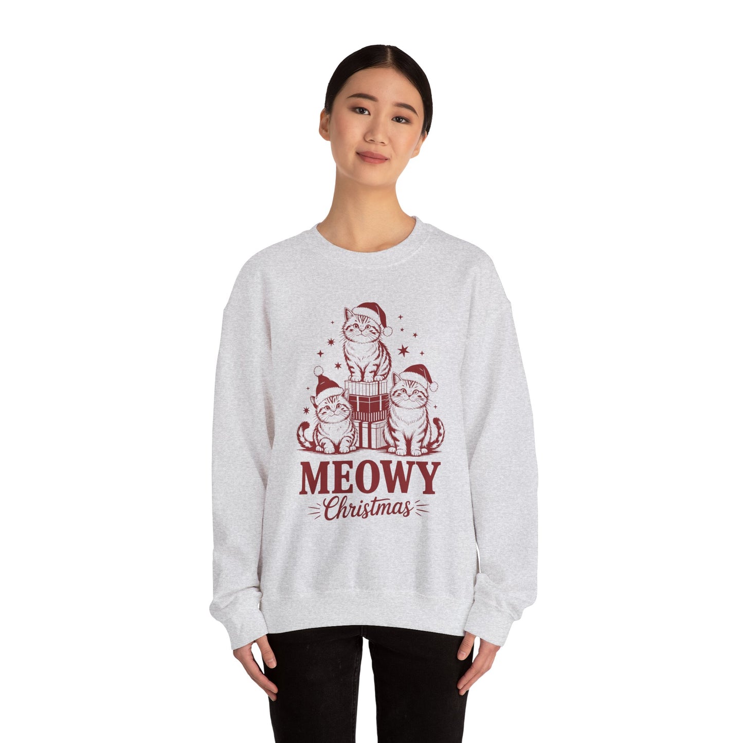 Meowy Christmas Sweatshirt — Festive Cat Holiday Crewneck