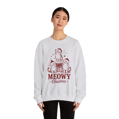 Meowy Christmas Sweatshirt — Festive Cat Holiday Crewneck
