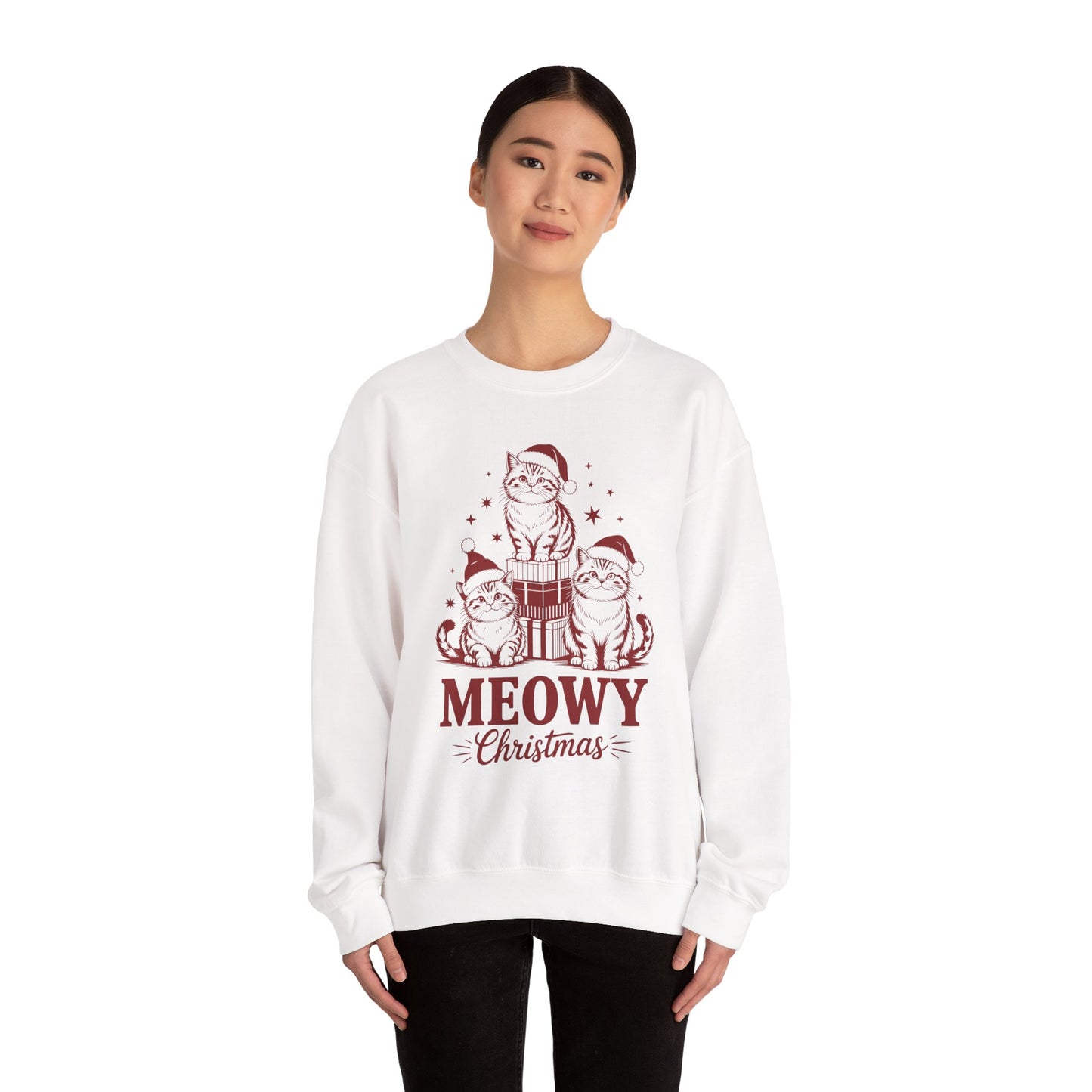 Meowy Christmas Sweatshirt — Festive Cat Holiday Crewneck