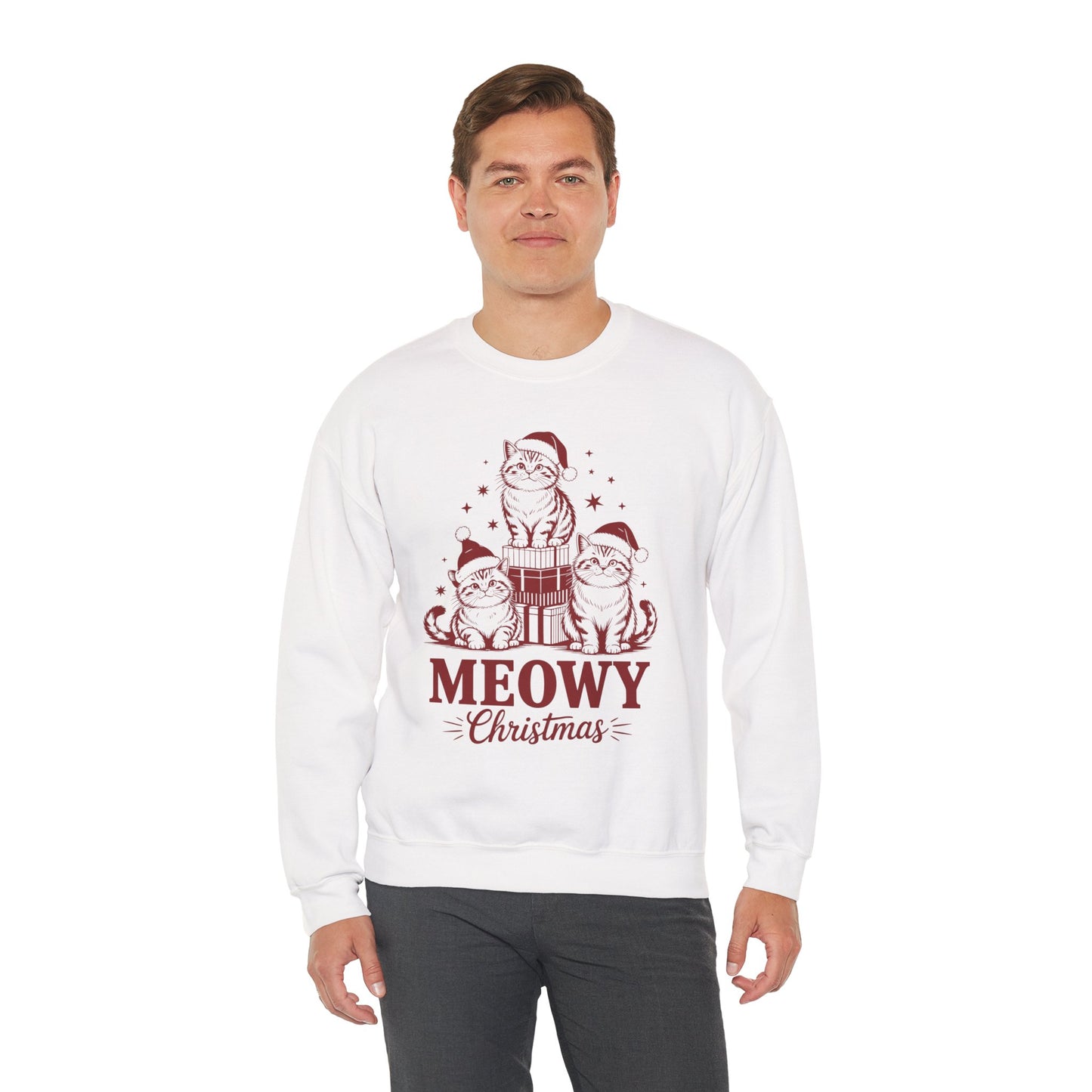Meowy Christmas Sweatshirt — Festive Cat Holiday Crewneck