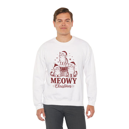Meowy Christmas Sweatshirt — Festive Cat Holiday Crewneck