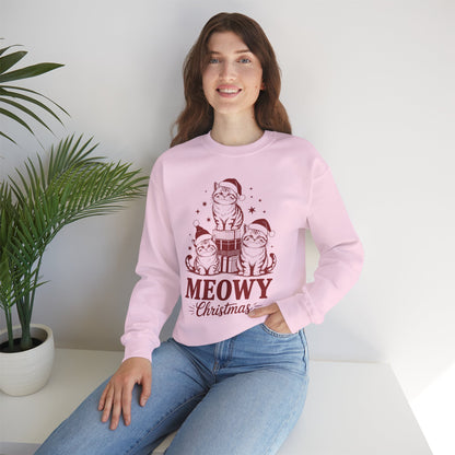 Meowy Christmas Sweatshirt — Festive Cat Holiday Crewneck