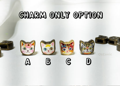 Cute Burnished Brass Cat Charm - Bracelet