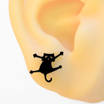 Clinging Black Cat Studs