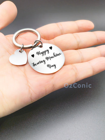 Round keychain with engraved text example