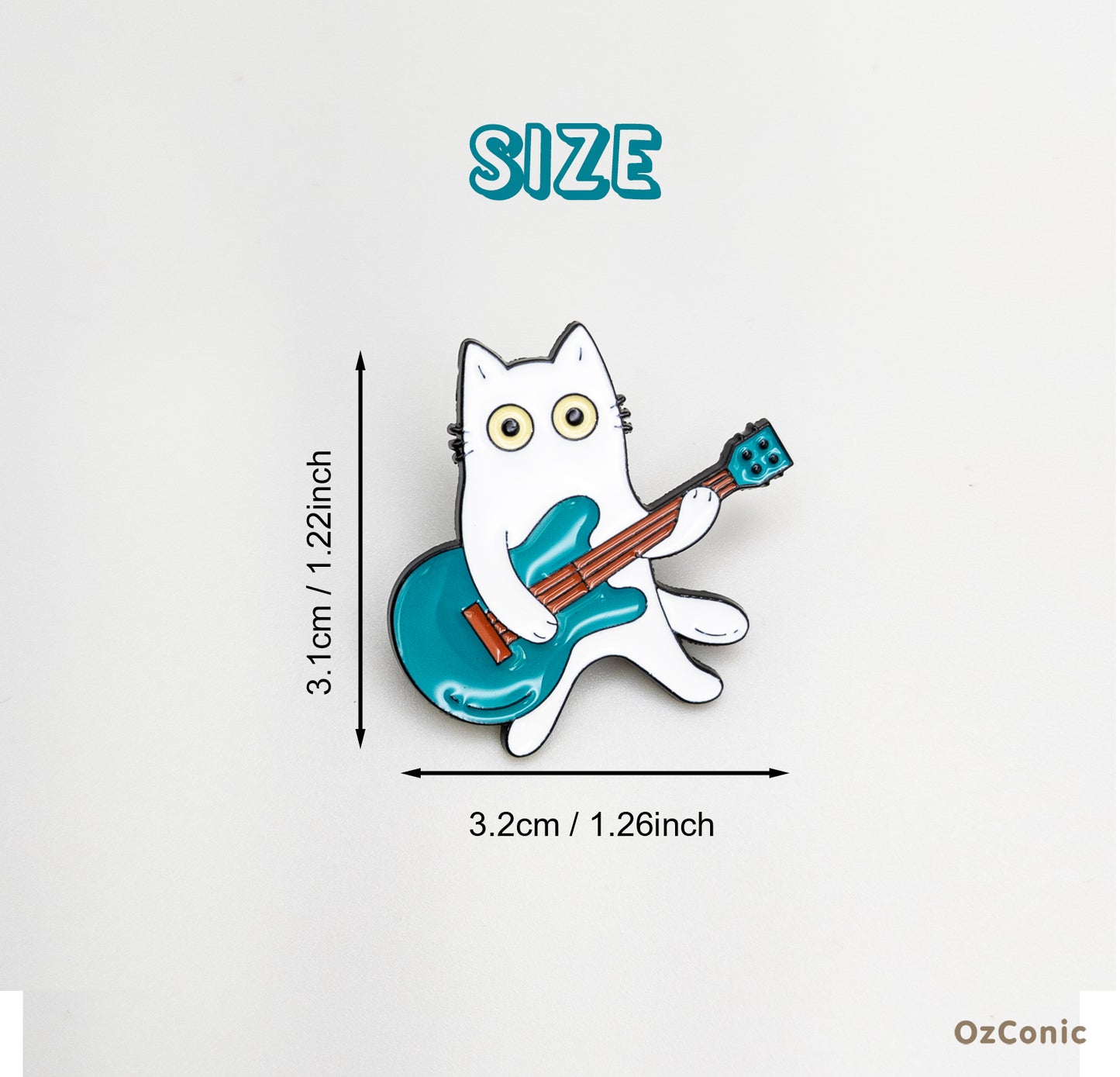 Cute Rockin' Guitar Kitty Brooch