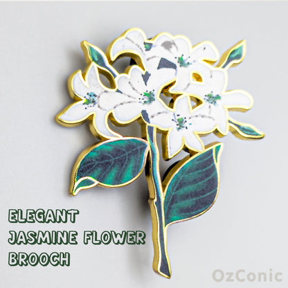 Elegant jasmine flower brooch with gold accents
