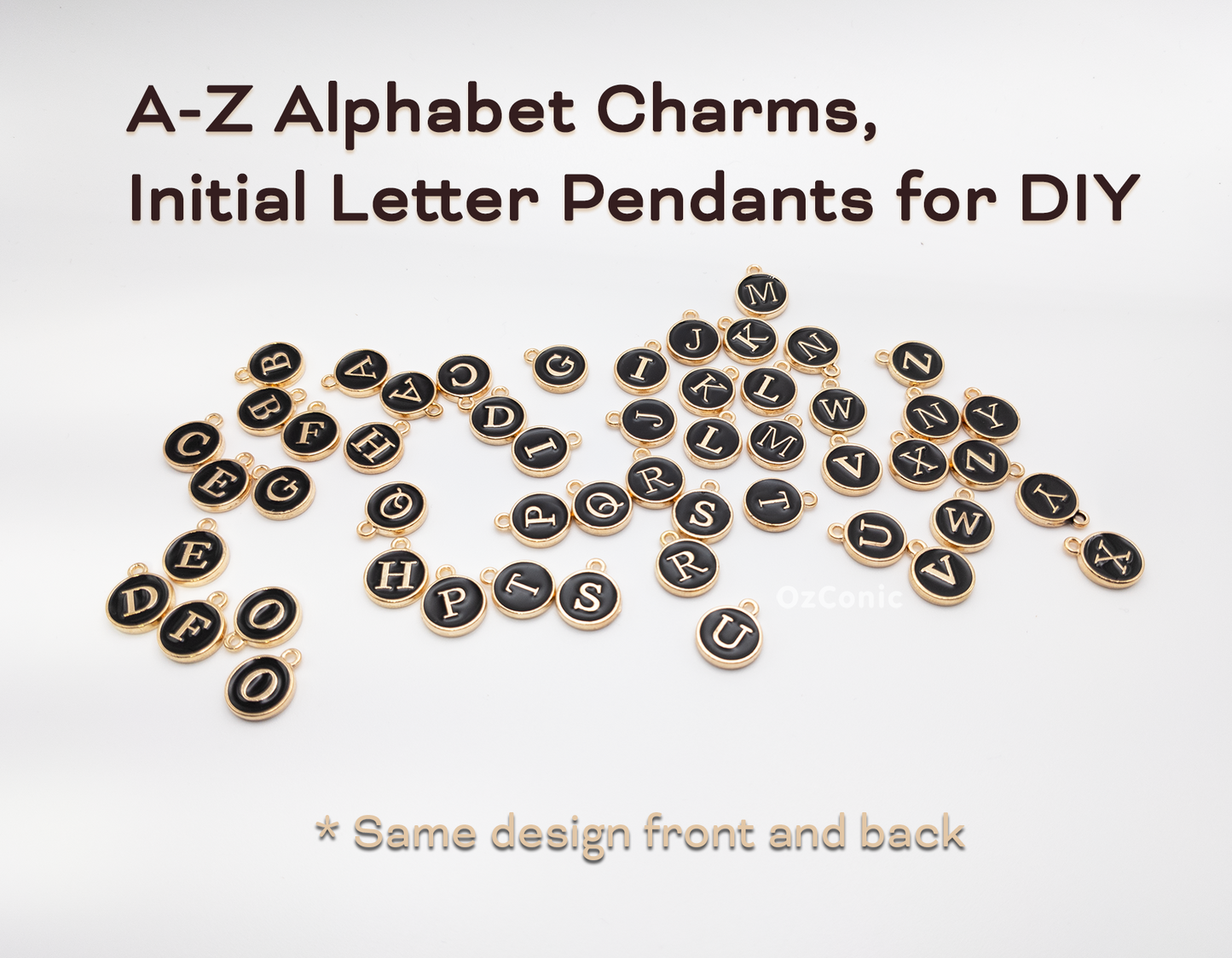 A-Z Alphabet Charms, Initial Letter Pendants for DIY