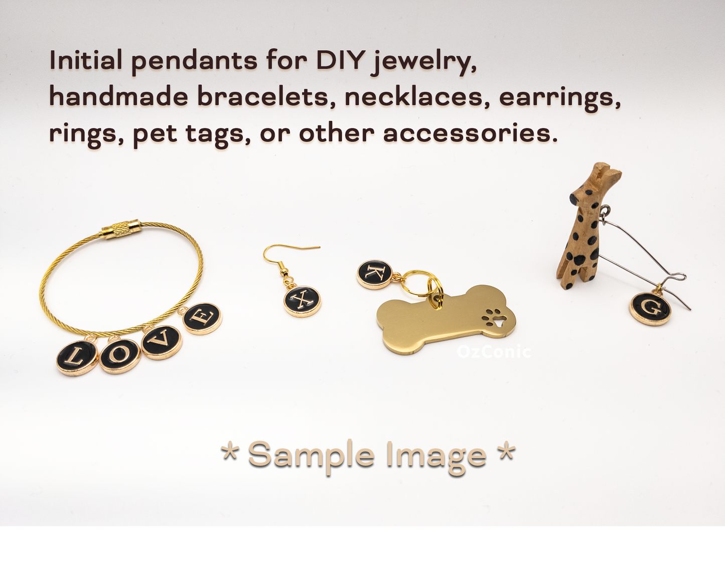 A-Z Alphabet Charms, Initial Letter Pendants for DIY
