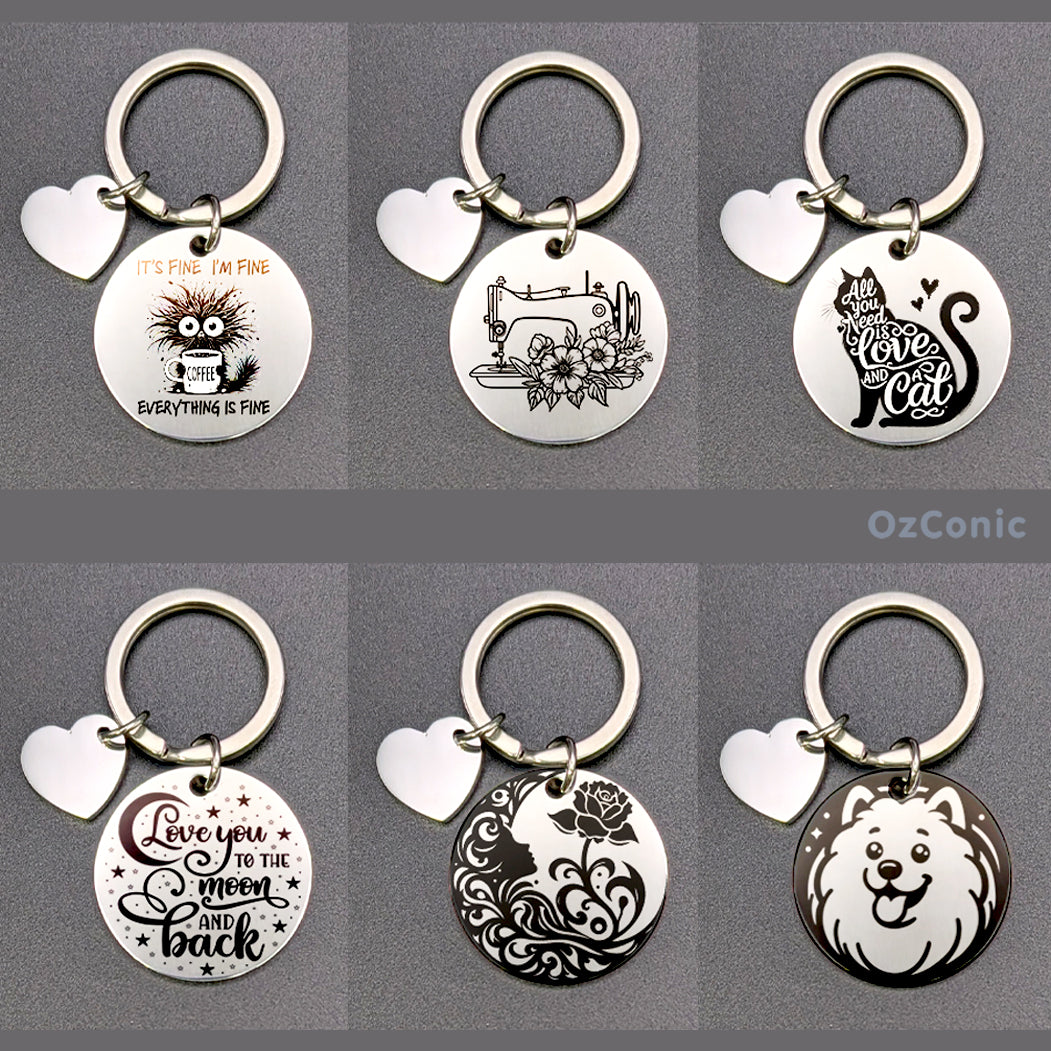 Collection of keychains with various designs