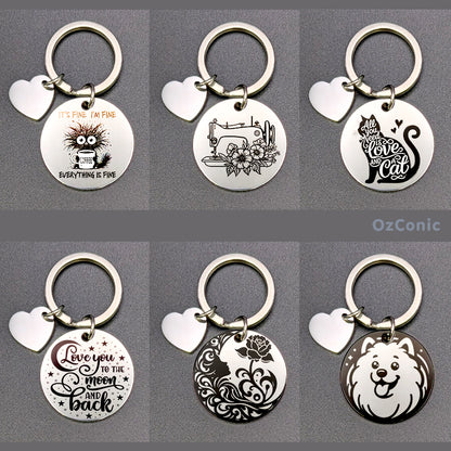 Collection of keychains with various designs
