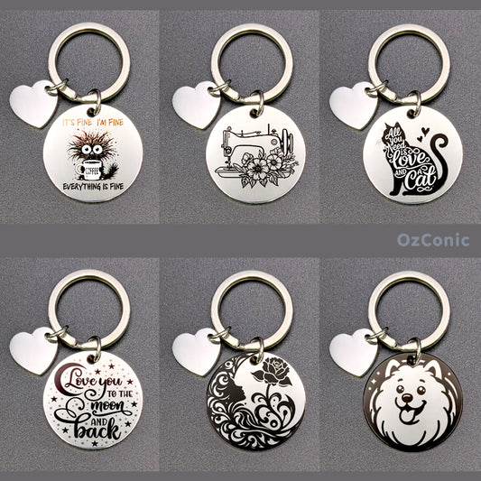 Collection of keychains with various designs