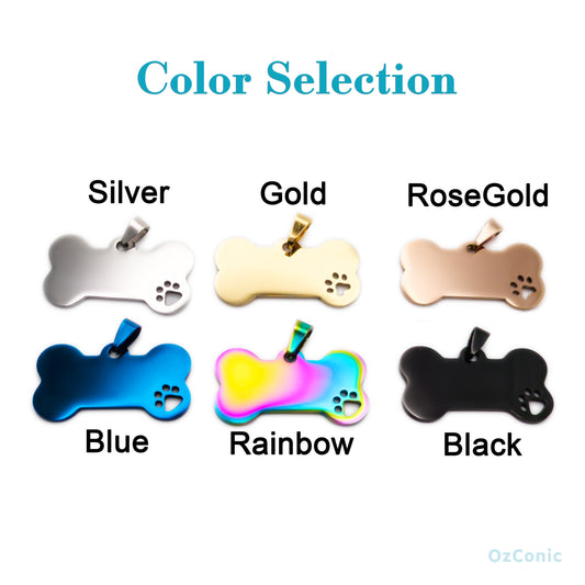 Personalized Bone Shape Pet Tag: Laser Engraved Stainless Steel Small or Medium Size *Free shipping*