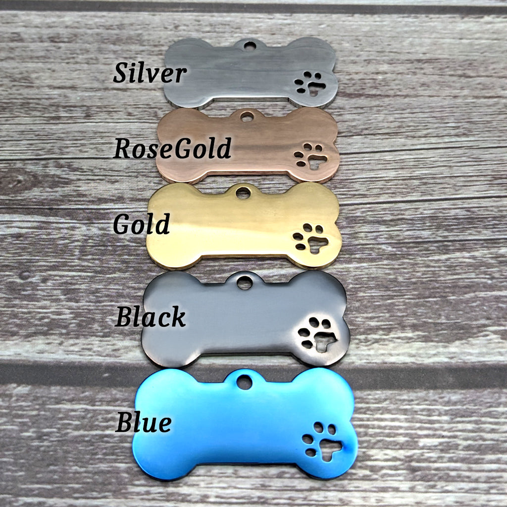 Personalized Bone Shape Pet ID Tag: Laser Engraved Stainless Steel Charm 4cm Medium Size