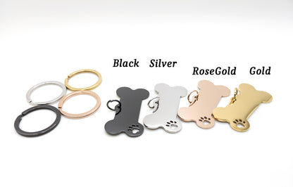 Personalized Bone + Paw Shaped Pet ID Tag: Laser Engraved Stainless Steel M or L Size