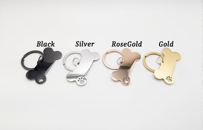 Personalized Bone + Paw Shaped Pet ID Tag: Laser Engraved Stainless Steel M or L Size