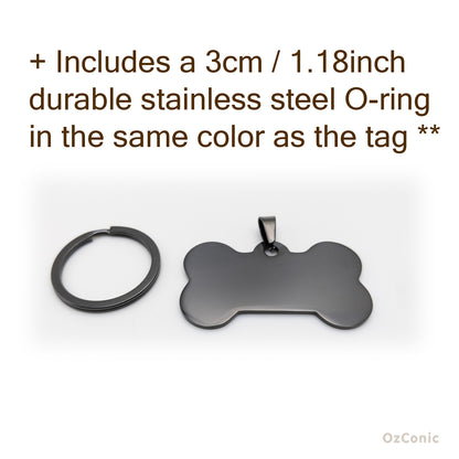 Personalized Bone Shape 5cm Pet ID Tag: Laser Engraved Stainless Steel Charm Large Size
