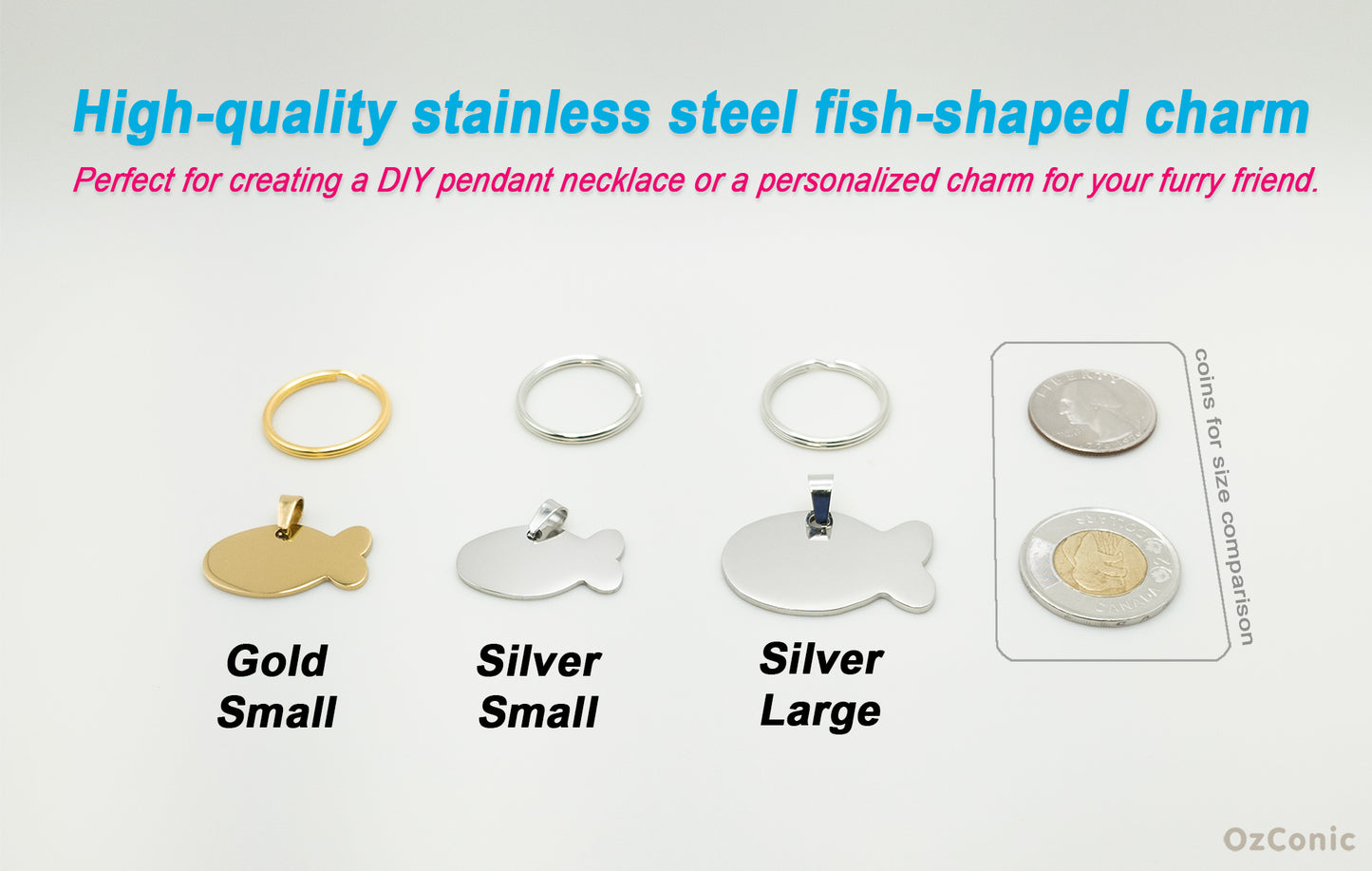 Personalized Cute Fish Shaped Charm Tag Pendant for You or Your Furry Friend