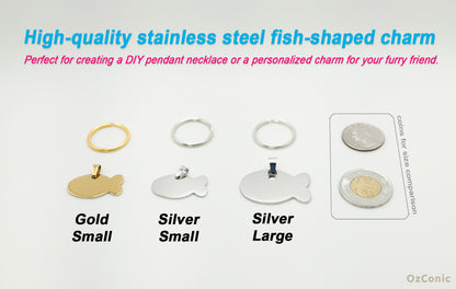 Personalized Cute Fish Shaped Charm Tag Pendant for You or Your Furry Friend