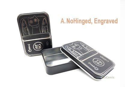 Portable Metal Storage Box And Cute cat and canned sardines Laser Engraved