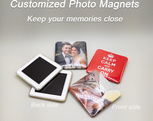 Customized 5cm(1.97inch) Square Photo, Pic Magnets, Display your precious memories here, Family, friends, furry friends, Characters, Art